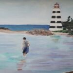 Sylvie Cayouette, Evan at West Island Lighthouse, Acrylique sur canvas, 2025, La présence du vivant
