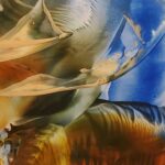 Sylvie Cayouette, Tsunami I, Encaustique sur papier d'archives, 2023, Abstractions et matières