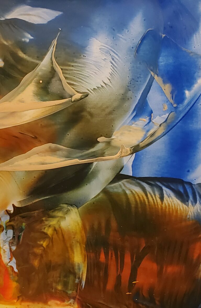 Sylvie Cayouette, Tsunami, Encaustique sur papier d'archives, 2023, Abstractions et matières