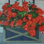 Sylvie Cayouette, Les impatientes rouges, Acrylique sur toile, 2023, nature morte