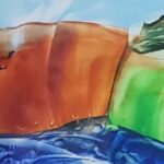 Sylvie Cayouette, Après Fioni, Encaustique sur papier d'archives, 2023, Abstractions et matières