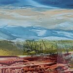 Sylvie Cayouette, Jonc sur la plage, Encaustique sur papier d'archives, 2023, Abstractions et matières