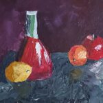Sylvie Cayouette, Nature morte II, Acrylique au couteau sur panneau entoilé, 2023, nature morte