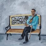 Sylvie Cayouette, Jamais sans mon violon, Acrylique sur toile, 2023, La présence du vivant