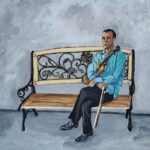 Sylvie Cayouette, Jamais sans mon violon, Acrylique sur toile, 2023, La présence du vivant