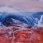 Sylvie Cayouette, Passage sous le glacier, Encaustique sur papier d'archives, 2023, Abstractions et matières