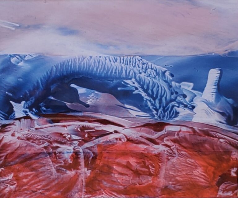 Sylvie Cayouette, Passage sous le glacier - Passage Under the Glacier, Encaustique sur papier d'archives, 2023, Abstractions et matières