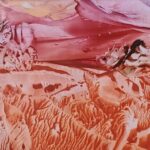 Sylvie Cayouette, Terre en feu, Encaustique sur papier d'archives, 2023, Abstractions et matières