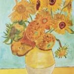 Sylvie Cayouette, Tournesols inspiré de Vangogh, Acrylique sur papier d'archives, 2023, nature morte