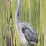 Sylvie Cayouette, Héron bleu caché, Acrylique sur toile, 2023, La présence du vivant