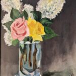 Sylvie Cayouette, Lilas en pot inspiré de Edward Manet, Acrylique sur toile, 2024, nature morte