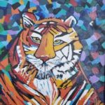 Sylvie Cayouette, Tigre, Acrylique au couteau sur toile, 2023, La présence du vivant