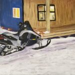Sylvie Cayouette, Ski Doo à Darren, Acrylique sur panneau entoilé, 2023, Scène du territoire