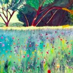 Sylvie Cayouette, Fleurs sauvages, inspiré d'une peinture de Elen Ditterbrandt, Acrylique sur toile, 2024, Scène du territoire