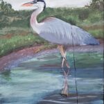 Sylvie Cayouette, Héron bleu à IPE, Acrylique sur bois, 2024, La présence du vivant