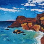 Sylvie Cayouette, Parc Argyle Shore, Acrylique au couteau sur MDF, 2024, paysages marins