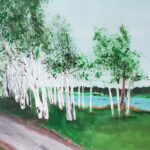 Green Park, PEI, Acrylique sur papier d'archives, 8 X 11 pouces, Prince Edward Island, Canada, 2024, Sylvie Cayouette, 425 $ CA