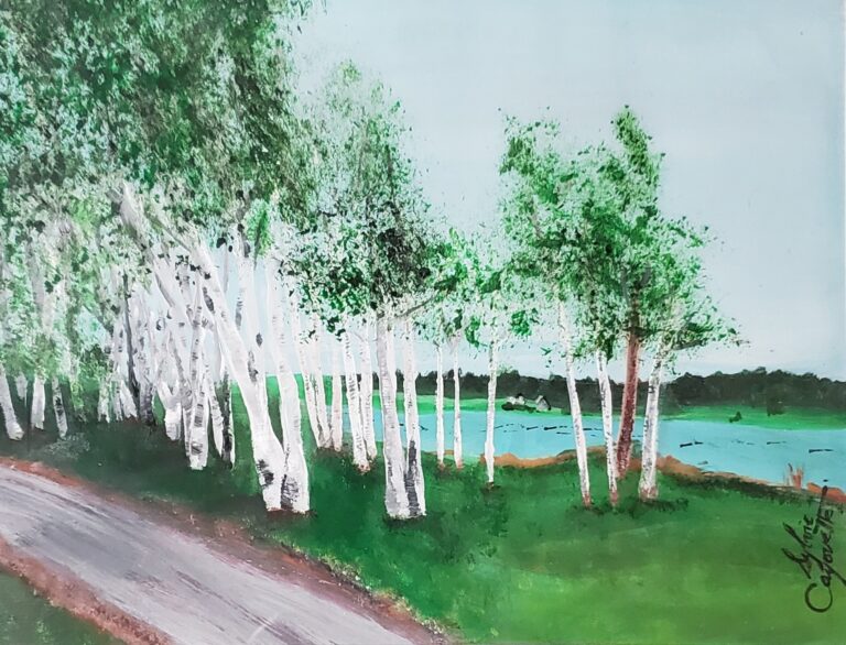 Green Park, PEI, Acrylique sur papier d'archives, 8 X 11 pouces, Prince Edward Island, Canada, 2024, Sylvie Cayouette, 425 $ CA