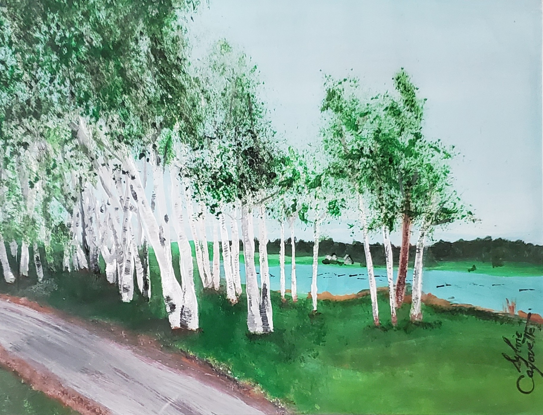 Green Park, PEI, Acrylique sur papier d'archives, 8 X 11 pouces, Prince Edward Island, Canada, 2024, Sylvie Cayouette, 425 $ CA