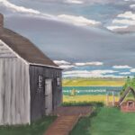 Sylvie Cayouette, Maison Doucet à Rustico, Acrylique sur toile, 2024, Scène du territoire