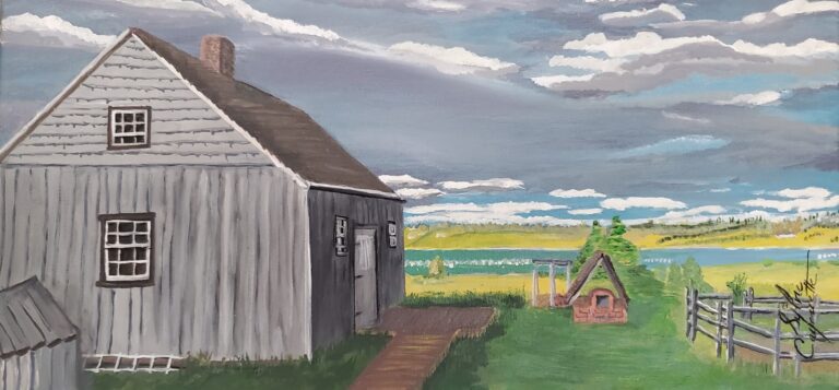 Sylvie Cayouette, Maison Doucet à Rustico - Doucet House in Rustico, Acrylique sur toile, 2024, Scène du territoire