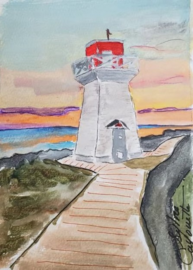 Sylvie Cayouette, Boardwalk Summerside, Acrylique sur papier d'archives, 2024, paysages marins, lighthouse Summerside