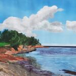 Sylvie Cayouette, Belmont, Acrylique sur papier d'archives, 2024, paysages marins