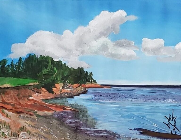 Sylvie Cayouette, Belmont, Acrylique sur papier d'archives, 2024, paysages marins