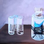 Sylvie Cayouette, Toast To A Job Well Done, Acrylique sur papier d'archives, 2024, nature morte