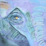 Sylvie Cayouette, Œil d'éléphant, Acrylique sur toile avec empatement, 2024, La présence du vivant