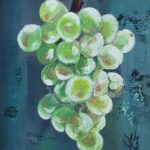 Sylvie Cayouette, Grappe de raisins, Acrylique sur MDF, 2024, nature morte