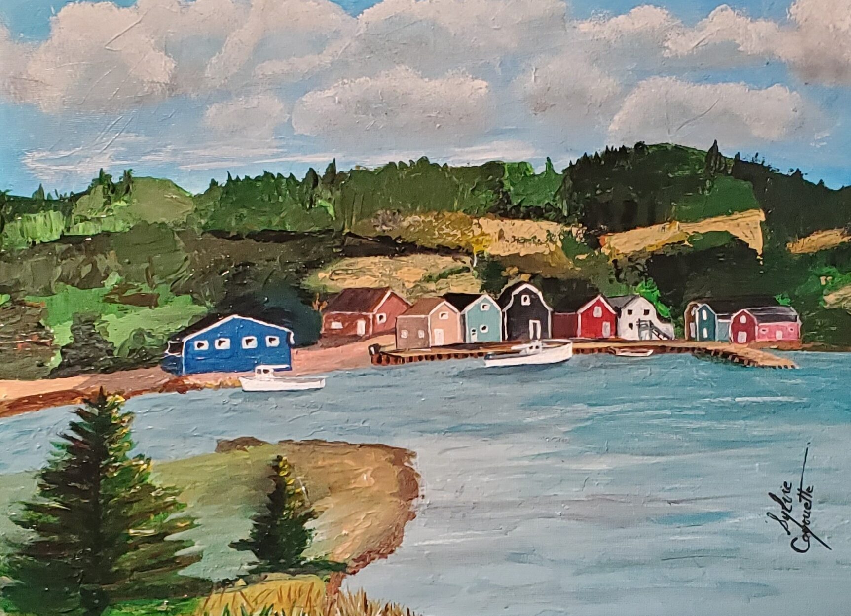 Sylvie Cayouette, French River, Acrylique sur panneau entoilé, 2024, paysages marins
