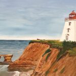 Sylvie Cayouette, Egmont Lighthouse and Cliff, Acrylique sur panneau entoilé, 2024, paysages marins