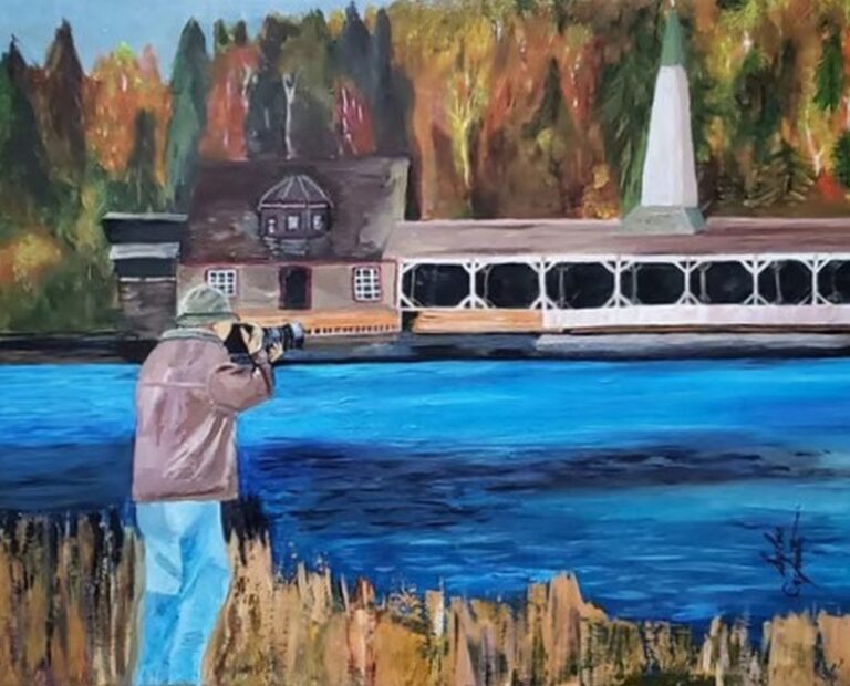 Sylvie Cayouette, Un photographe à Hunter River - A photograph at Hunter River, Acrylique sur toile, 2024, La présence du vivant
