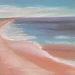 Sylvie Cayouette, Beach in PEI, Pastel sec sur carton Sennelier, 2024, paysages marins
