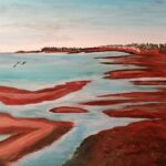 Sylvie Cayouette, Low Tide Maximeville, Huile sur toile, 2025, paysages marins