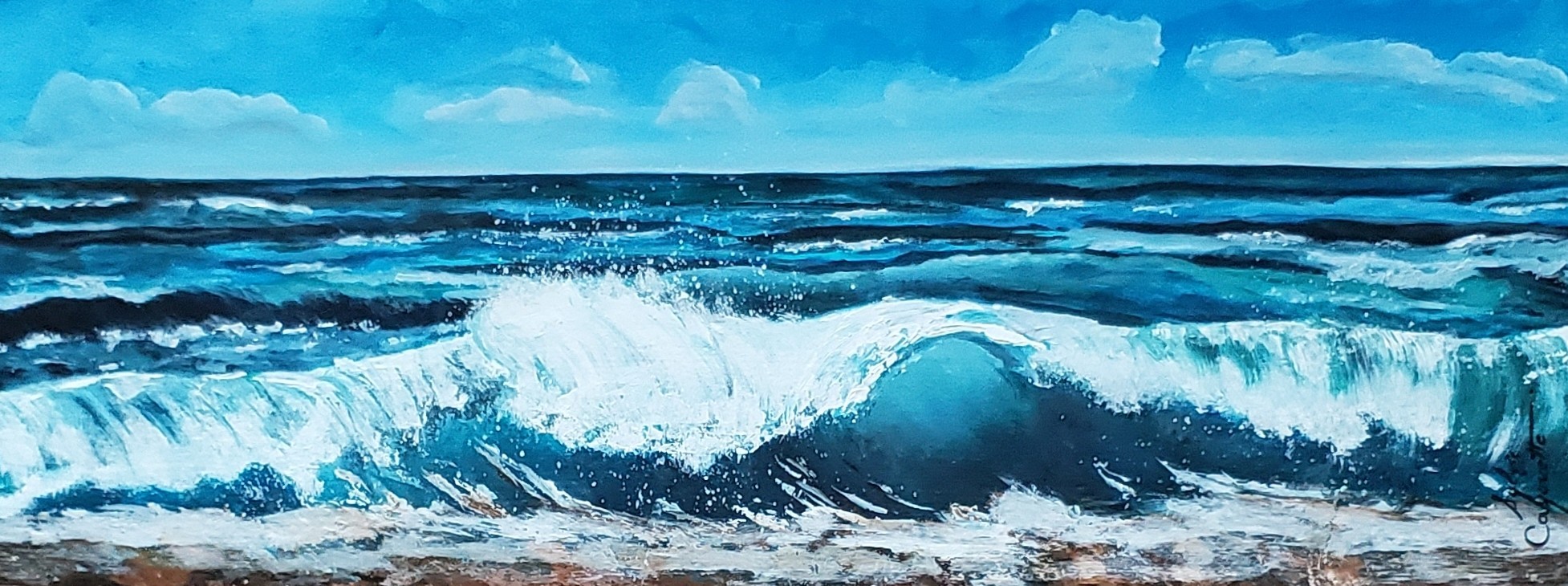 Sylvie Cayouette, Ma vague, Acrylique sur bois, 2025, paysages marins
