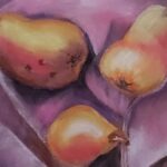 Sylvie Cayouette, Les poires, Pastel sec sur carton Sennelier, 2025, nature morte