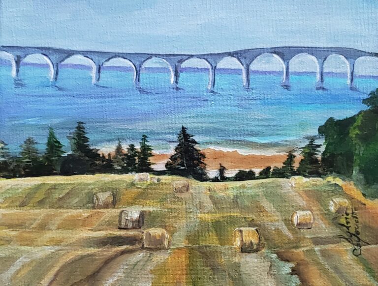 Sylvie Cayouette, Sur la 10 à IPE - On the 10 at PEI, Acrylique sur toile, 2025, Scène du territoire