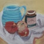 Sylvie Cayouette, Pot de miel, Pastel sec sur carton Sennelier, 2025, nature morte