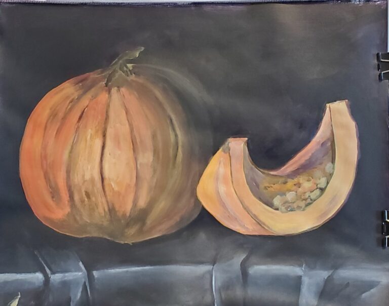 Sylvie Cayouette, Citrouille - Pumpkin, Acrylique sur papier d'archives, 2025, nature morte
