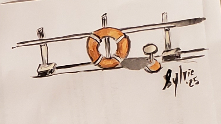 Sylvie Cayouette, Ma bouée de sauvetage - My lifeline, Aquarelle sur papier d'archive, 2025, nature morte