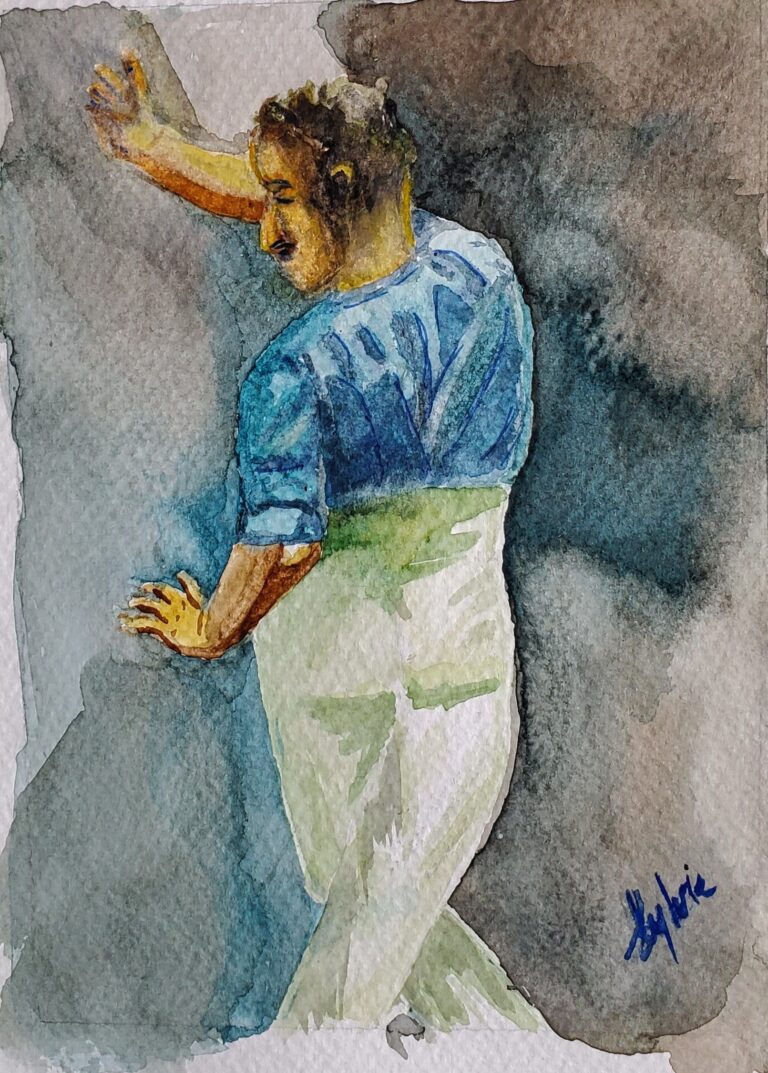 Sylvie Cayouette, Le danseur - The Danceur, Aquarelle sur papier d'archives, 2026