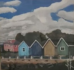Victoria by the Sea, Acrylique sur mdf, 6 x 6 pouces, Prince Edward Island, Canada, 2024, Sylvie Cayouette, Vendu