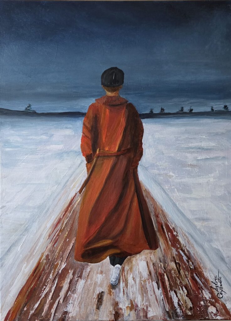 Sylvie Cayouette, Partir avant la tempête - Leave Before the Storm, Acrylique sur toile, 2026, présences vivantes